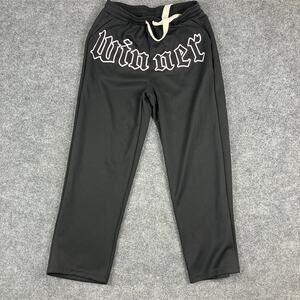 Winner Sweatpants Mens Medium Black Drawstring Casual Graphic Athletic Joggers